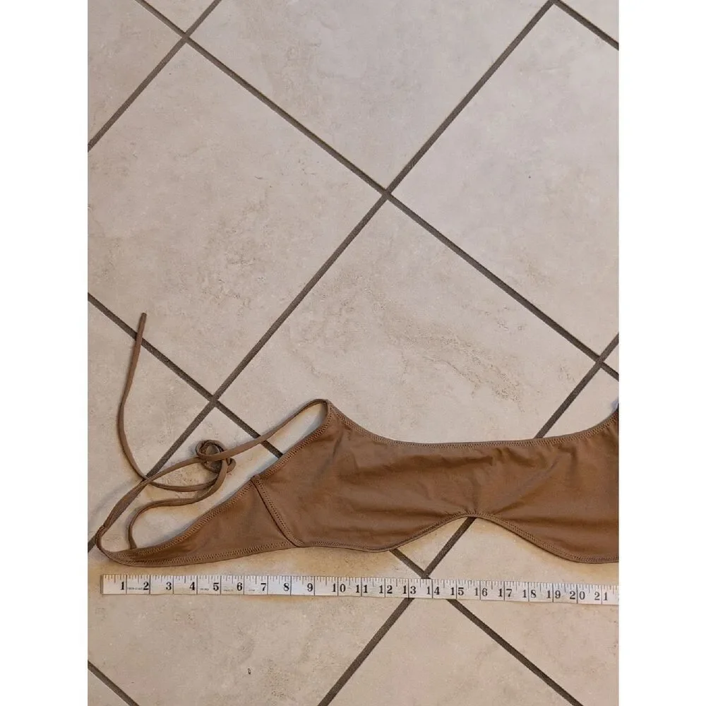 Skims Recycled Swim Micro Scoop Bikini Top Almond Brown Tan 4X